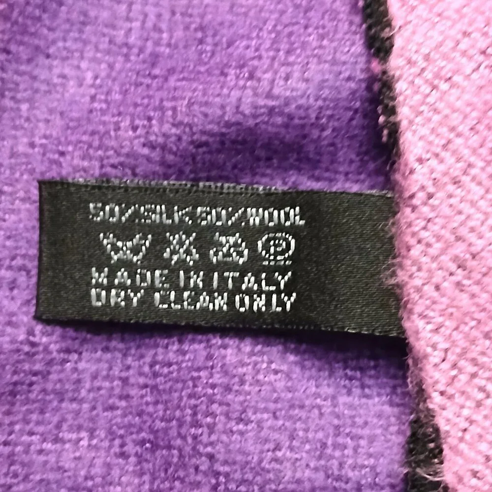 CHANEL Luxury Vintage Purple & Pink CC Logo Motif Shawl Wrap Scarf - Picture 7 of 8